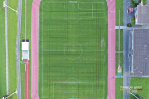 Drohnenfotos der Stadt Langenthal aus senkrechter Perspektive.