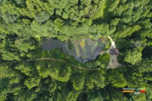 SCHWEIZ LANGENTHAL ASPISEE Drohnenfotos der Stadt Langenthal aus senkrechter Perspektive.